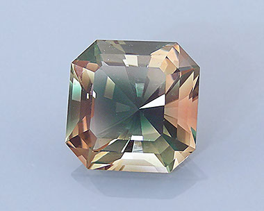 13.11 ct Green-Teal-Peach Dichroic Oregon Sunstone in Barion Square Octagon