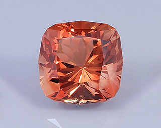 5.84 ct Peach Oregon Sunstone in Fancy Square Cushion, Rough from Sunstone Butte Mine