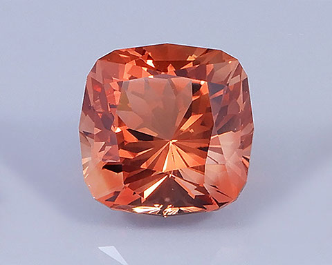 5.84 ct Peach Oregon Sunstone in Fancy Square Cushion, Rough from Sunstone Butte Mine