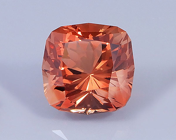 5.84 ct Peach Oregon Sunstone in Fancy Square Cushion, Rough from Sunstone Butte Mine