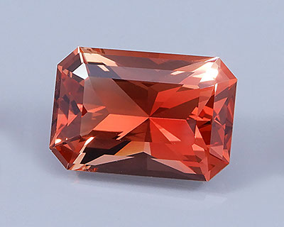 4.62 ct Red Oregon Sunstone in Radiant Step Mixed Emerald, Rough from Sunstone Butte Mine
